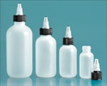 Laboratory Plastic Bottles, Natural LDPE Boston Round Bottles with Twist Top Caps