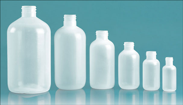 Laboratory Plastic Bottles, Natural LDPE Boston Rounds (Bulk), Caps NOT Included   