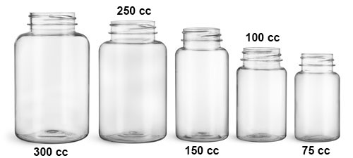 Plastic Laboratory Bottles, Clear PET Wide Mouth Packer Bottles, (Bulk) Caps Not Included  