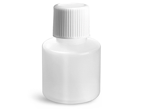 Plastic Laboratory Bottles, Natural HDPE 7cc Rounds with Polypropylene PE Lined Screwcaps