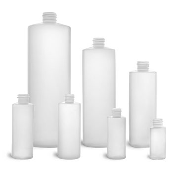 Laboratory Plastic Bottles, Natural HDPE Cylinders (Bulk), Caps NOT Included     