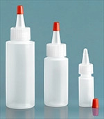 Plastic Lab Bottles, Natural LDPE Cylinder w/ Red Tip