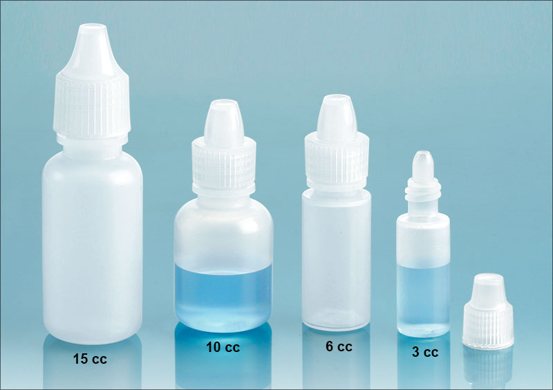 Plastic Laboratory Bottles, Natural LDPE Dropper Bottles w/ Ribbed Caps & Controlled Dropper Tip Inserts