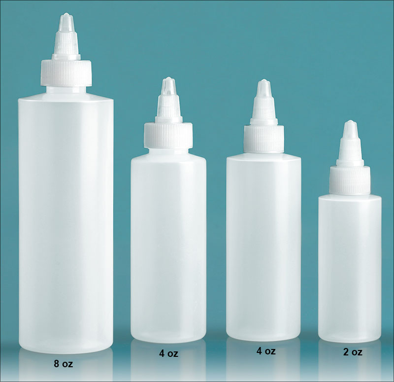 SKS Science Products Plastic Lab Bottles, Natural LDPE Cylinders with