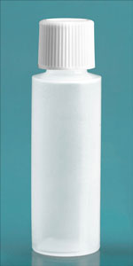 Plastic Lab Bottles, Natural LDPE 1/2 oz Cylinder Rounds w/ Caps