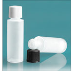 Plastic Lab Bottles, Natural LDPE Cylinders w/ Caps & Reducers