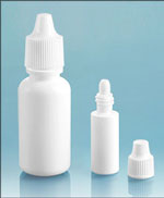 White LDPE Dropper Bottles w/ White Ribbed Caps & Controlled Dropper Tip Inserts