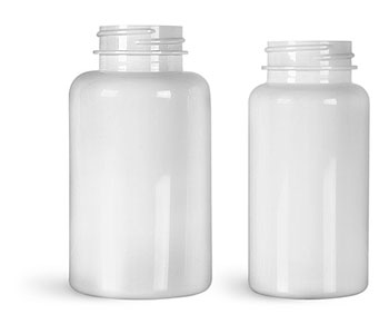 Plastic Laboratory Bottles, White PET Wide Mouth Packer Bottles, (Bulk) Caps Not Included  