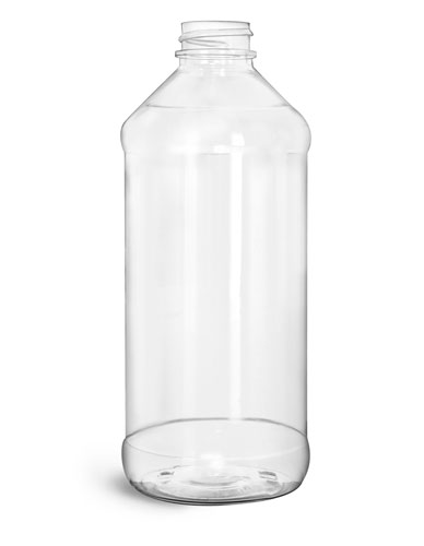 Plastic Laboratory Bottles, Clear PET Modern Round Bottles (Bulk), Caps NOT Included