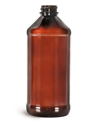 Plastic Laboratory Bottles, Amber PET Modern Round Bottles (Bulk), Caps NOT Included