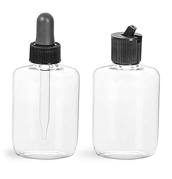Plastic Laboratory Bottles, Clear PVC Oval with Dispensing Caps