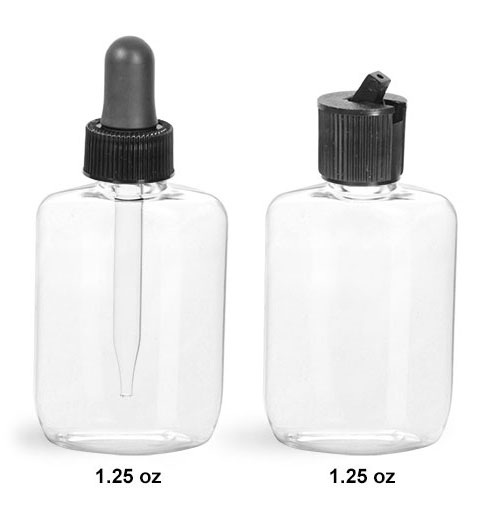 Plastic Laboratory Bottles, Clear PVC Oval with Dispensing Caps
