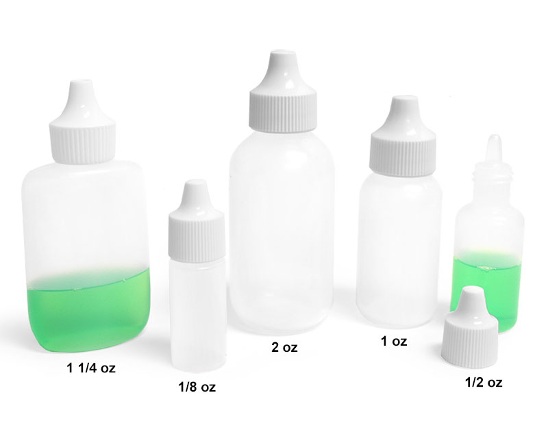 Plastic Laboratory Bottles, Natural LDPE Dropper Bottles with Dropper Plug