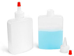 Plastic Bottles,  Squeeze Bottles w/ Red Tip Spout Caps