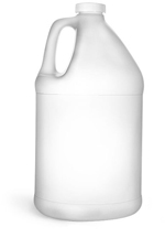 Natural HDPE Round Handle Jugs w/ White Ribbed Caps