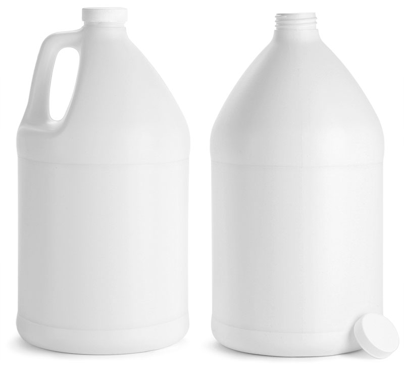 White HDPE Jugs w/ White Ribbed Caps