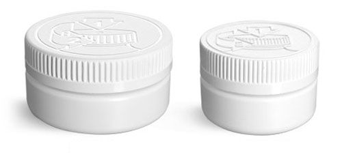  Plastic Laboratory Jars, White HDPE Low Profile Jars w/ White PE Lined Child Resistant Caps 