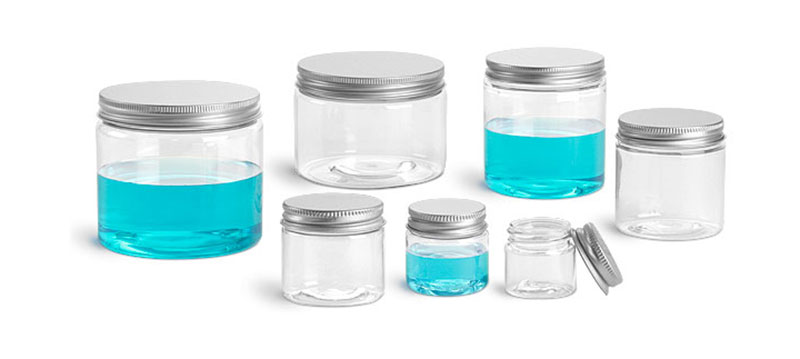 Plastic Lab Jars, Clear PET Jars w/ Lined Aluminum Caps