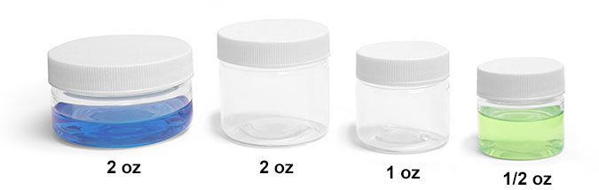Clear PET Laboratory Jars w/ White Ribbed PE Lined Caps