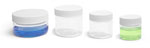 Clear PET Plastic Lab Jars w/ White Ribbed PE Lined Caps