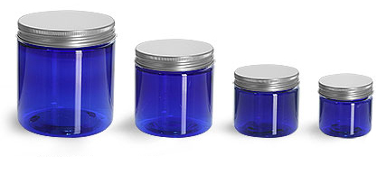 Blue PET Jars w/ Lined Aluminum Caps