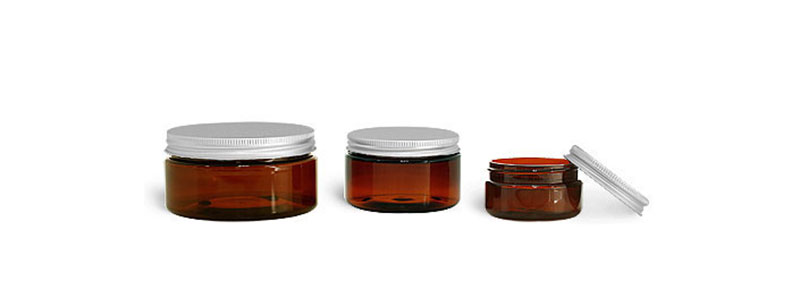 Plastic Lab Jars, Amber PET Jars w/ Lined Aluminum Caps