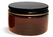 Amber PET Jars w/ Black Metal Lined Cap 