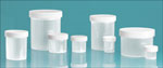 Plastic Lab Jars, Natural Polypropylene Jars w/ Caps