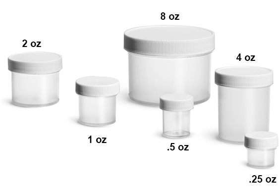 Plastic Laboratory Jars, Natural Polypropylene with Unlined Screw Caps