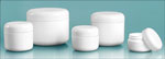 Plastic Lab Jars, White Double Wall Radius Jars w/ White Caps