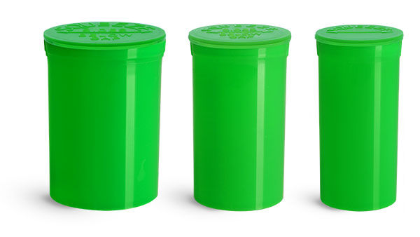 Plastic Lab Vials, Green Polypropylene Pop Top Child Resistant Lab Vials