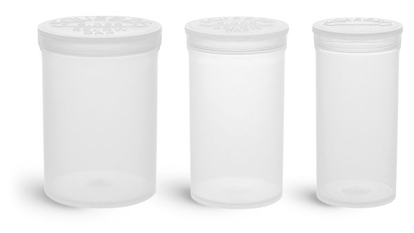 Plastic Lab Vials, Natural Child Resistant Pop Top Lab Vials