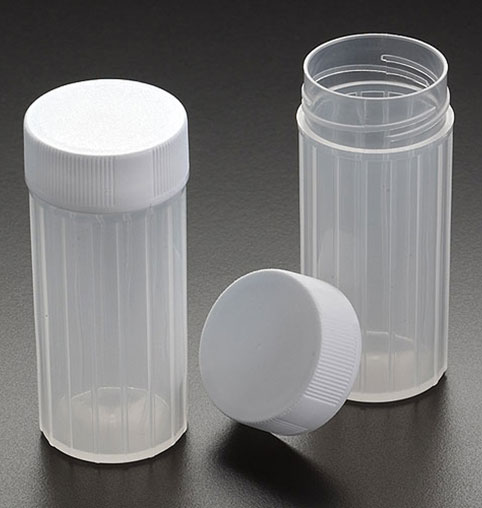 Plastic Vials, 20 ml Natural PP Scintillation Vials w/ White Screw Caps