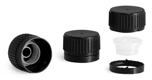 Black Polypro Ribbed Closures with Tamper Evident Seal