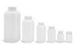 Laboratory Plastic Bottles, Natural LDPE Wide Mouth Leak Proof Water Bottles w/ Plug Seal Caps 