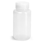 Laboratory Plastic Bottles, Natural LDPE Wide Mouth Leak Proof Water Bottles w/ Plastic Caps