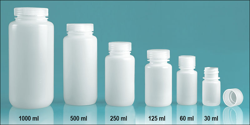 Sks Science Products Lab Bottles Leak Proof Natural Hdpe Wide Mouth Water Bottles W Plastic Caps