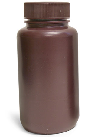 Lab Bottles, Leak Proof, Amber HDPE Wide Mouth Water Bottles w/ Plastic Caps