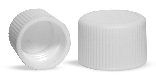 Plastic Caps, White Ribbed PE Lined Caps