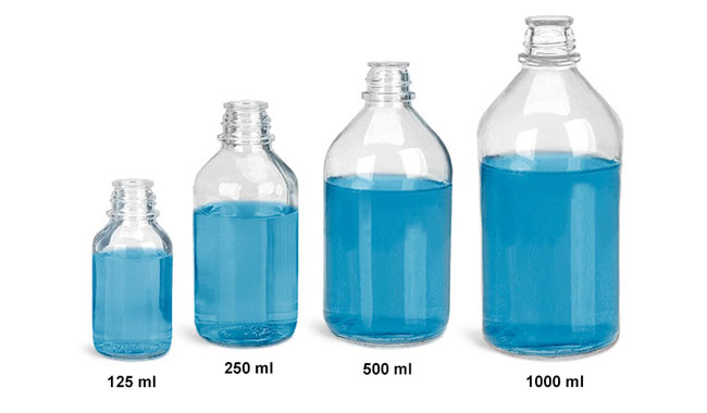Glass Laboratory Bottles, Clear Glass Media Bottles (Caps Not Included)