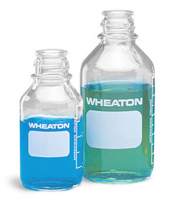 Glass Laboratory Bottles, Clear Glass Media Bottles w/ Safety Coating (Caps Not Included)