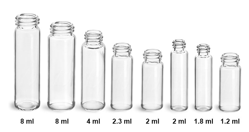 Glass Lab Vials, Clear Glass E-C Sample Lab Vials w/ No Caps Included (1.2 ml - 8 Ml) 
