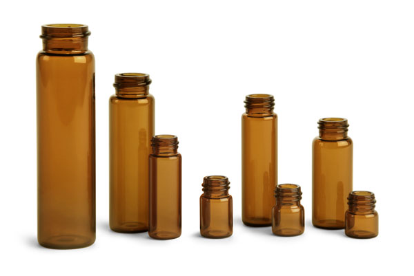 Glass Lab Vials, Amber Glass E-C Sample Lab Vials w/ No Caps Included