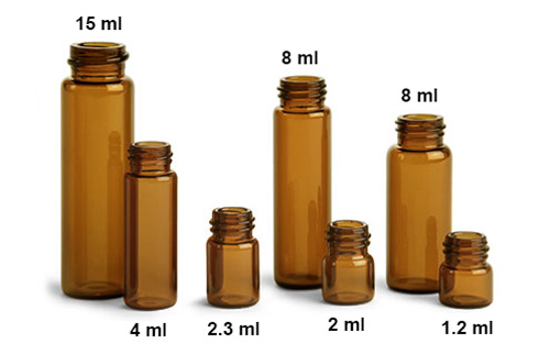 Glass Lab Vials, Amber Glass E-C Sample Lab Vials (Bulk), Caps Not Included  