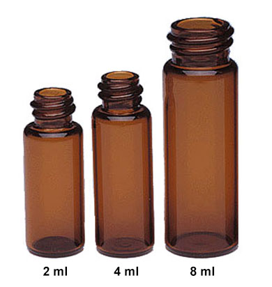 Glass Lab Vials, Amber Glass Sample Lab Vials In Partitioned Tray w/ No Caps Included  