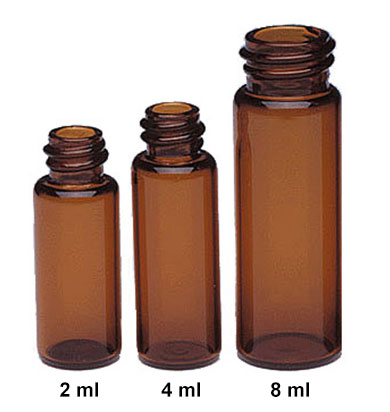 Glass Lab Vials, Amber Glass Sample Lab Vials In Partitioned Tray w/ No Caps Included  