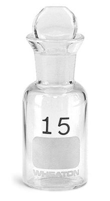 Glass Laboratory Bottles, Clear Glass BOD Bottles w/ Pennyhead Glass Stoppers & Writing Area, Numbered
