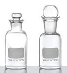Clear Glass BOD Bottles w/ Glass Stoppers & Writing Area