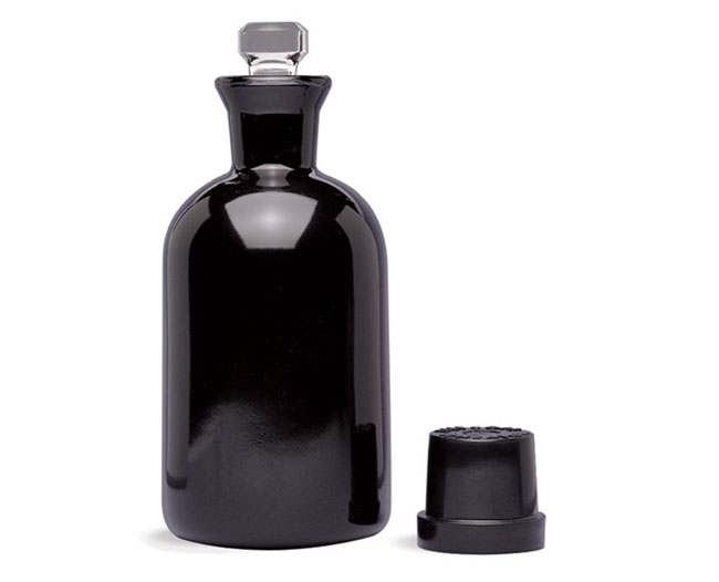 Glass Laboratory Bottles, 300 ml Black PVC Coated Glass BOD Bottles w/ Glass Stoppers