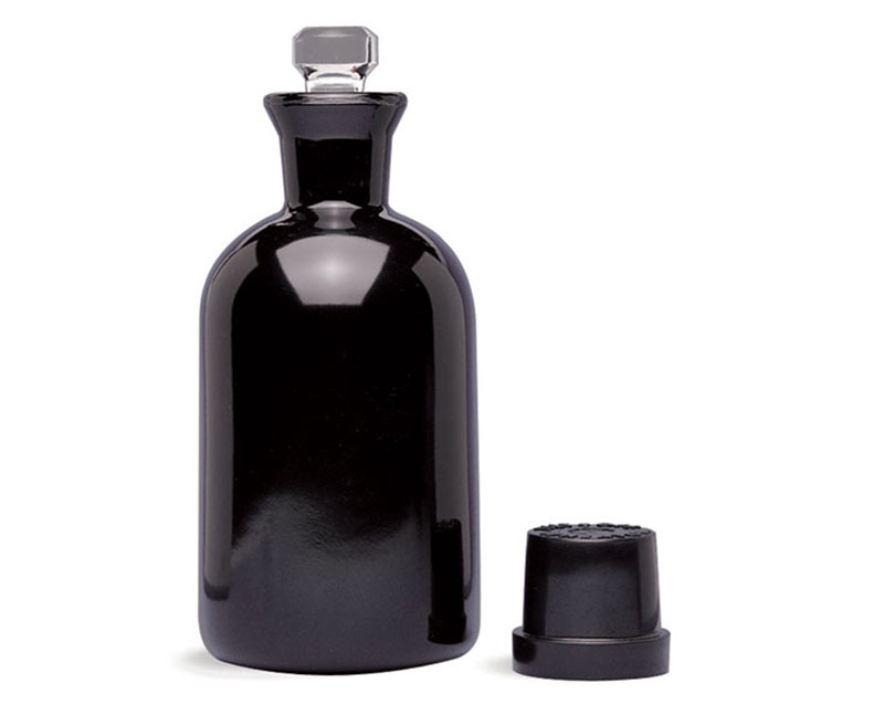 Glass Laboratory Bottles, 300 ml Black PVC Coated Glass BOD Bottles w/ Glass Stoppers